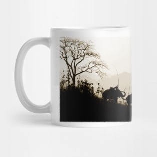 Asian Elephants Trekking In The Jungle Photograph Mug